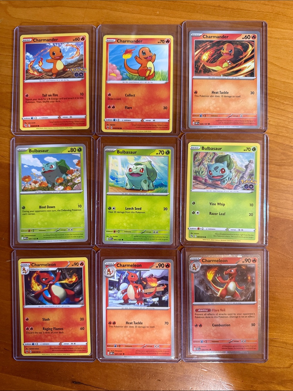 Pokemon Red and Green Starter Card Lot - Charmander Bulbasaur Charmeleon